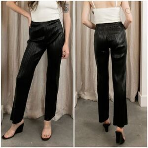 Nanushka Char black pleated Vegan leather straight leg trouser pants size small